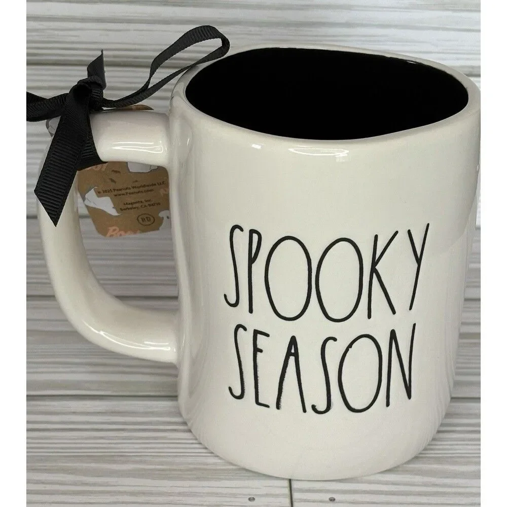 Rae Dunn Halloween Ghost Spider BOO SPOOKY SEASON Coffee Chocolate Mug NEW 2025